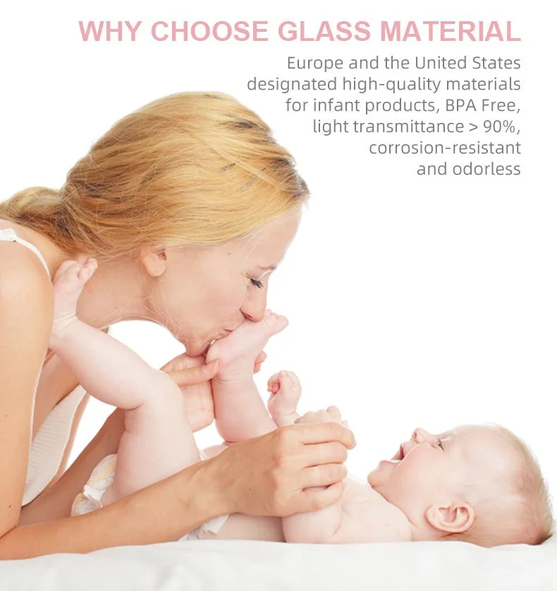 Wide Neck Borosilicate Glass Baby Bottle Organic Feeding Bottle