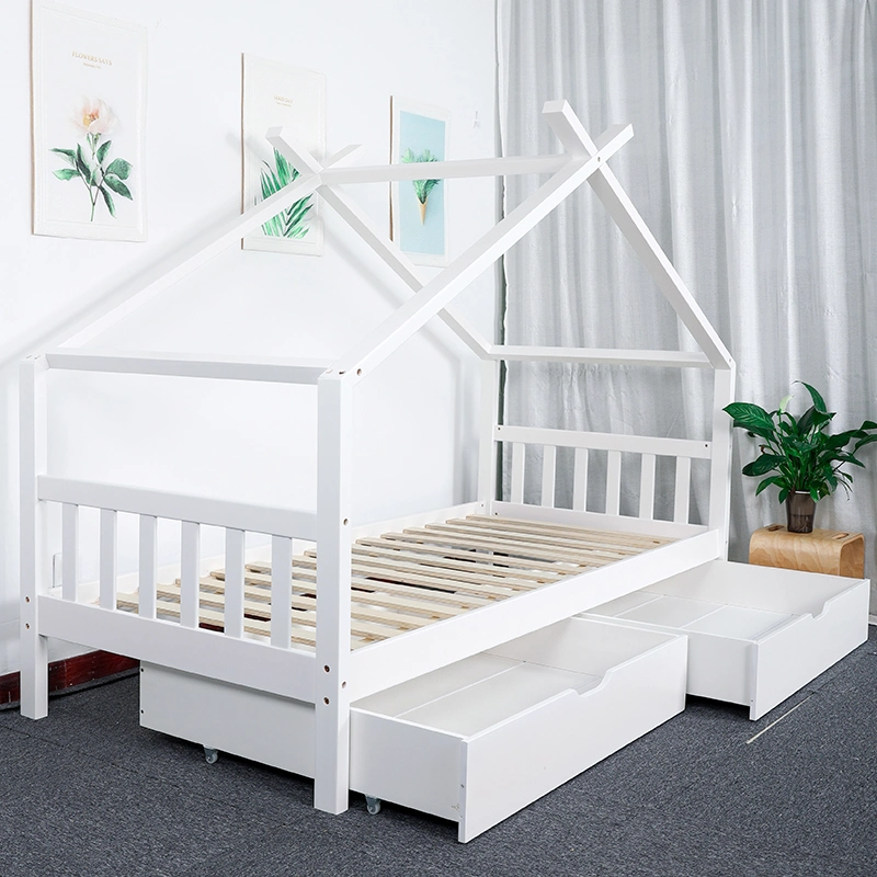 High Safety Kids Crib Wooden Baby Bed with Side Protection